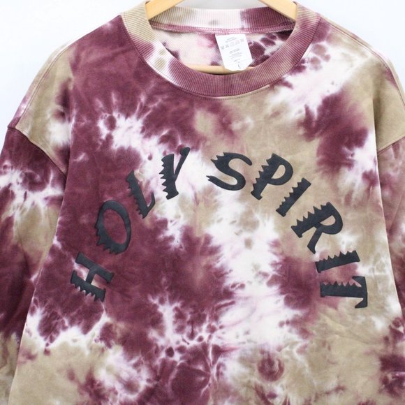 Holy Spirit Sweatshirt Mens Multicolor Tie Dye Sunday Service The Mountain Large - Picture 2 of 8